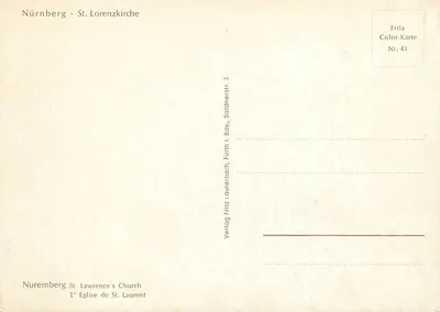 Niemcy - St. Lorenzkirche — wydawca Frila, n° 43 — Rewers