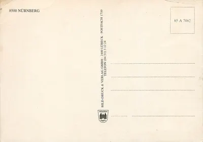 Nürnberg — Gruss aus Nürnberg — Bild-Druck & Verlag GmbH, Lübeck — Verso