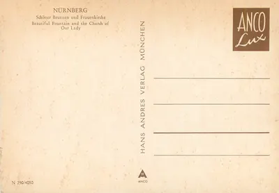 Nürnberg — Schöner Brunnen i Frauenkirche — Hans Andres Verlag München — Rewers
