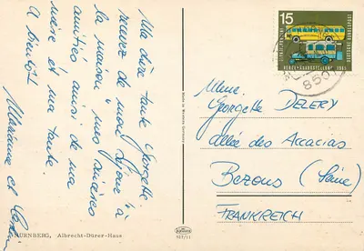 Niemcy — Dom Albrechta Dürera — wydawca Krüger, nr 927/11 — Rewers