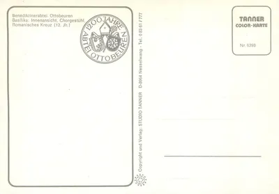 Basílica de Otto-Beuren — Interior barroco e crucifixo — TANNER Color-Karte n°6398 — Verso