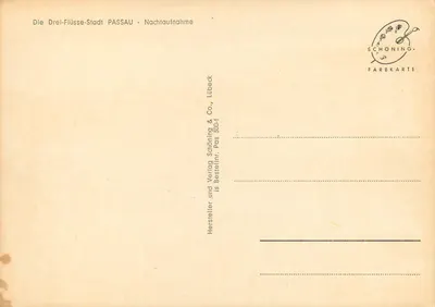 Passau — vista noturna — Schöning & Co., Lübeck — Verso