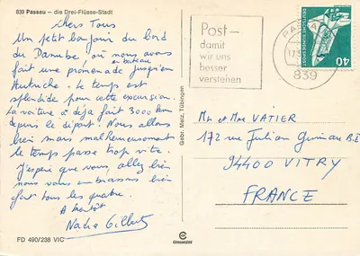 Passau — a cidade das três rios — Gebr. Metz, Tübingen, n° 839 — Verso