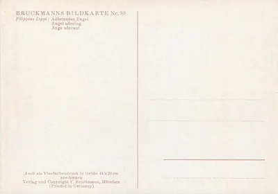 Filippino Lippi — Anjo adorando — Bruckmanns Bildkarte Nr. 88 — Verso