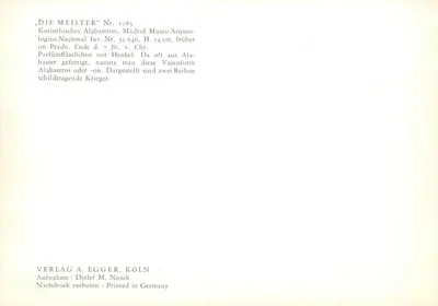 Korcyński naczynie z dwiema uchwytami — forma Alabastron — wydawca VERLAG A. EGGER, KÖLN, nr 1283 — Rewers
