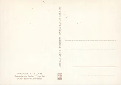Evangelista Lucas — Evangelário de Aix-la-Chapelle — Verlag Aachen — Verso