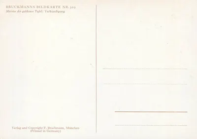 Annonce de la naissance — scène de l'Annonciation — Bruckmanns Bildkarte Nr. 309 — Verso