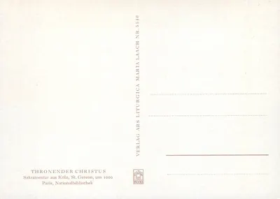 Cristo no trono — ícone bizantino — Verlag Liturgica Maria Laach NR. 5540 — Verso