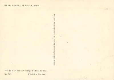 Herr Heinrich von Rugge — Minnesänger (III. Folge) — Woldemar Klein Verlag, Baden-Baden, Nr. 365 — Verso