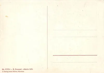 Maagd met het Kind — religieuze illustratie — B. Hummel, n° 5204, Verlag Josef Müller, München — Achterkant