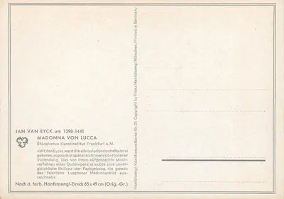 Madonna van Lucca — reproduktie van een werk van Jan van Eyck — Städelisches Kunstinstitut, Frankfurt — Achterkant