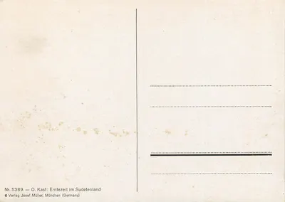 O. Kast — Época da Colheita no Sudetenland — Editora Josef Müller, Munique (Alemanha) — Verso
