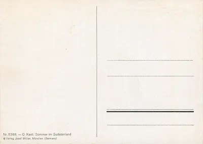 Lato w Sudetach — O. Kast — Wydawnictwo Josef Müller, Monachium (Niemcy) n° 5388 — Rewers