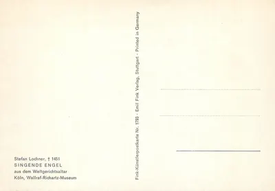 Anjos cantando — Stefan Lochner, † 1451 — Carta postal artística Fink-Künstlerpostkarte Nr. 1793, Emil Fink Verlag, Stuttgart — Verso