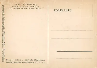 Magdalena ajoelhada — Pompeo Batoni — Edição oficial do Ministério da Instrução Pública de Dresden — Verso