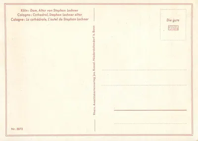 Catedral de Colônia, Altar de Stephan Lochner — Kessel & Co. Bonn, No. 2072 — Verso