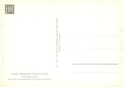 Beweinung Christi — Sandro Botticelli (1444/45–1510) — Hirmer Verlag München — Rewers