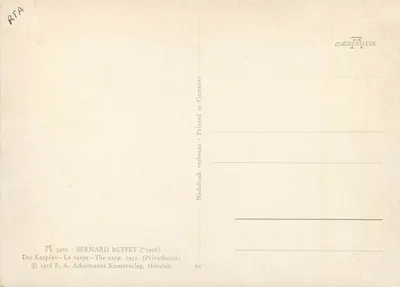 Ryba — dzieło Bernarda Buffeta — wydawca F. A. Ackermann, Monachium — Rewers