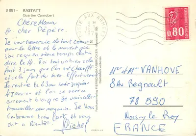 Campo militar de Rastatt — Quarteirão Canrobert — editor Postkartenverlag PIERRON-SARBRÜCKEN — Verso