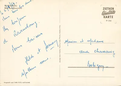 Ravensburg — Vista para o Blaserturm — ZIETHEN Qualitäts KARTE FF 2104 — Verso