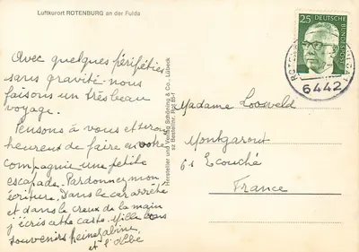 Rotenburg an der Fulda — widok mostu i kościoła — wydawca Schöning & Co., Lübeck — Rewers