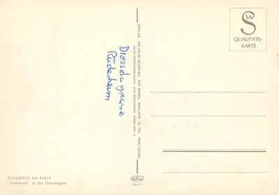Hotel Lindenwirt — Rüdesheim am Rhein — editor Krüger, n° 936/111 — Verso