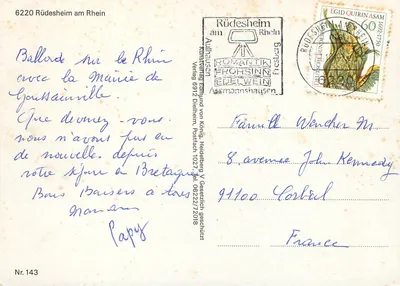 Rüdesheim am Rhein — vista panorâmica — Verlag 6912 Dielheim, Nr. 143 — Verso