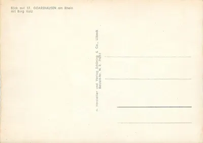 St. Goarshausen am Rhein — vista com a Burg Katz — editor Schöning & Co., n° 7109-1 — Verso