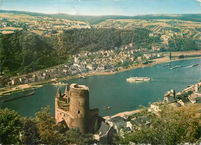 Vue de St. Goar et de la Burg Katz sur le Rhin — Georg Stinke, GmbH, N° 163-1