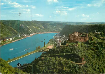 Vista do rio Reno — Ruínas da Burg Rheinfels — Verlag Wilhelm Schäfer
