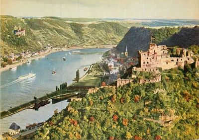Burg Rheinfels no Reno — vista panorâmica — Aufnahme und Verlag F.G. Zeitz KG