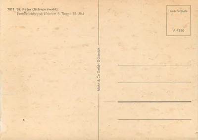 Biblioteca do Seminário de São Pedro — Schwarzwald — editor Mohn & Co GmbH Güttersloh, n° A 4886 — Verso