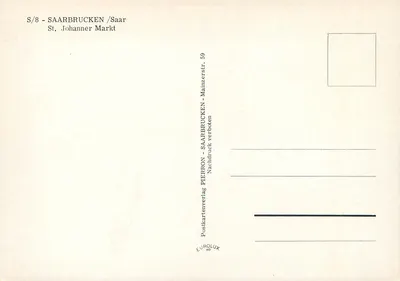 Saarbrücken — Markt van Sint Jan — Postkartenverlag PIERRON — Achterkant