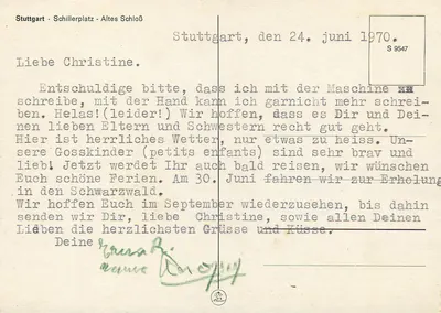 Stuttgart - Schillerplatz - Altes Schloß — editor S 9547 — Verso
