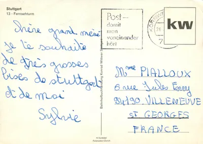 Stuttgart - Torre de Televisão — editor H. Vontobel Feldmeilen/Zurich, n°13 — Verso