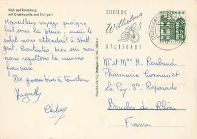 Rotenberg — widok na Grabkapelle i Stuttgart — Franckh-Verlag Stuttgart-O, nr 10044 — Rewers