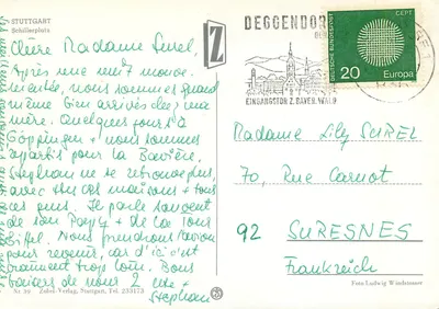 Schillerplatz em Stuttgart — editor Zobel-Verlag, n°39 — Verso