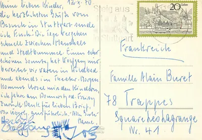 Fontanna i łódka na jeziorze w Stuttgarcie — wydawca Krüger, N° 41 — Rewers