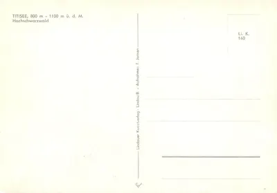 Titisee — jezioro w górach Alb, Wysokie Szwarzwald — Lindauer Kunstverlag, nr 160 — Rewers