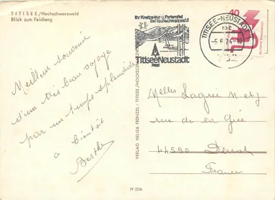 Titisee — Uitzicht op de Feldberg — Verlag Titisee/Neustadt, FF 2536 — Achterkant