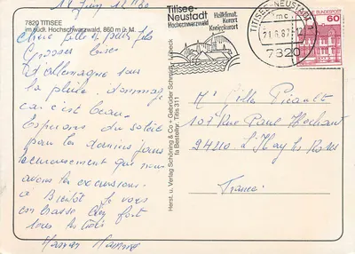 Titisee — lago e montanhas — editor Schöning & Co, n° 311 — Verso