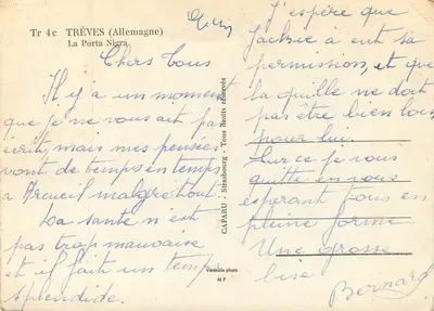 Trèves (Alemanha) — A Porta Negra — CAPARU - Strasbourg — Verso