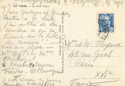 La Porta Nigra — Trèves — Edição La Cigogne — Verso
