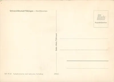 Tübingen — Rynek — Fontanna Rynku — wydawca Meitz, nr 541 H 54 — Rewers