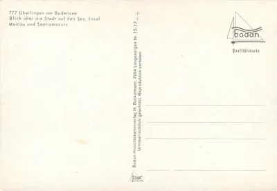 Vista do lago de Constança — Überlingen — editor Bodan, n° 777 — Verso