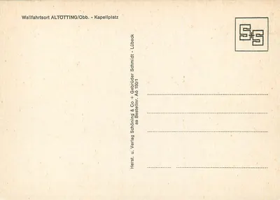 Altötting — Miejsce pielgrzymki — wydawca Schöning & Co, nr 150/1 — Rewers