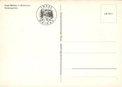 Insel Mainau no Lago de Constança — Jardim das Rosas — Editora: Bernadotte — Verso