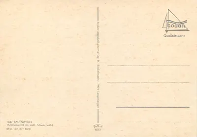 Badenweiler — vista da fortaleza — editor Bodan, n° 1065/1 — Verso