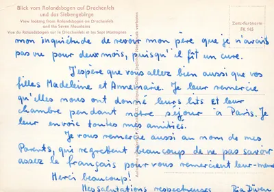 Vista do Rolandbogen sobre o Drachenfels e as Sete Montanhas — Zeitz-Farbkar te FK 145 — Verso