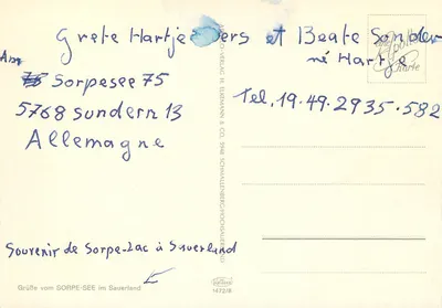 Sorpe-See — lago no Sauerland — editor Krüger, n° 1472/8 — Verso